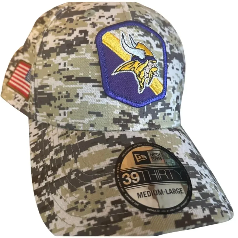 Minnesota Vikings New Era 39THIRTY Camo Hat M/L NFL Stretch Fit NWT